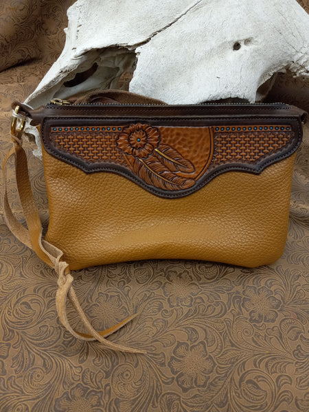 The Copper Feather Wristlet