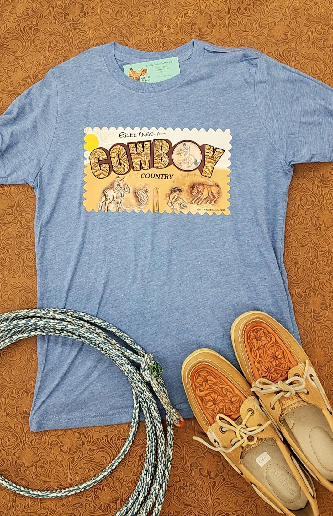 COWBOY COUNTRY in Washed Denim tee