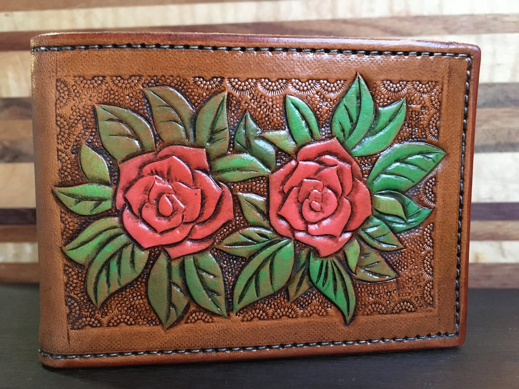 Painted Double Roses Wallet